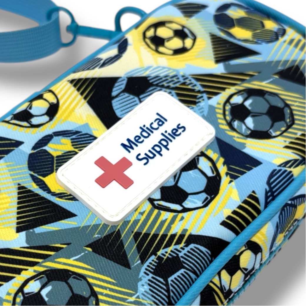 Football print insulated EpiPen case (medical case for EpiPens/Jext) - pre-order now for delivery in July