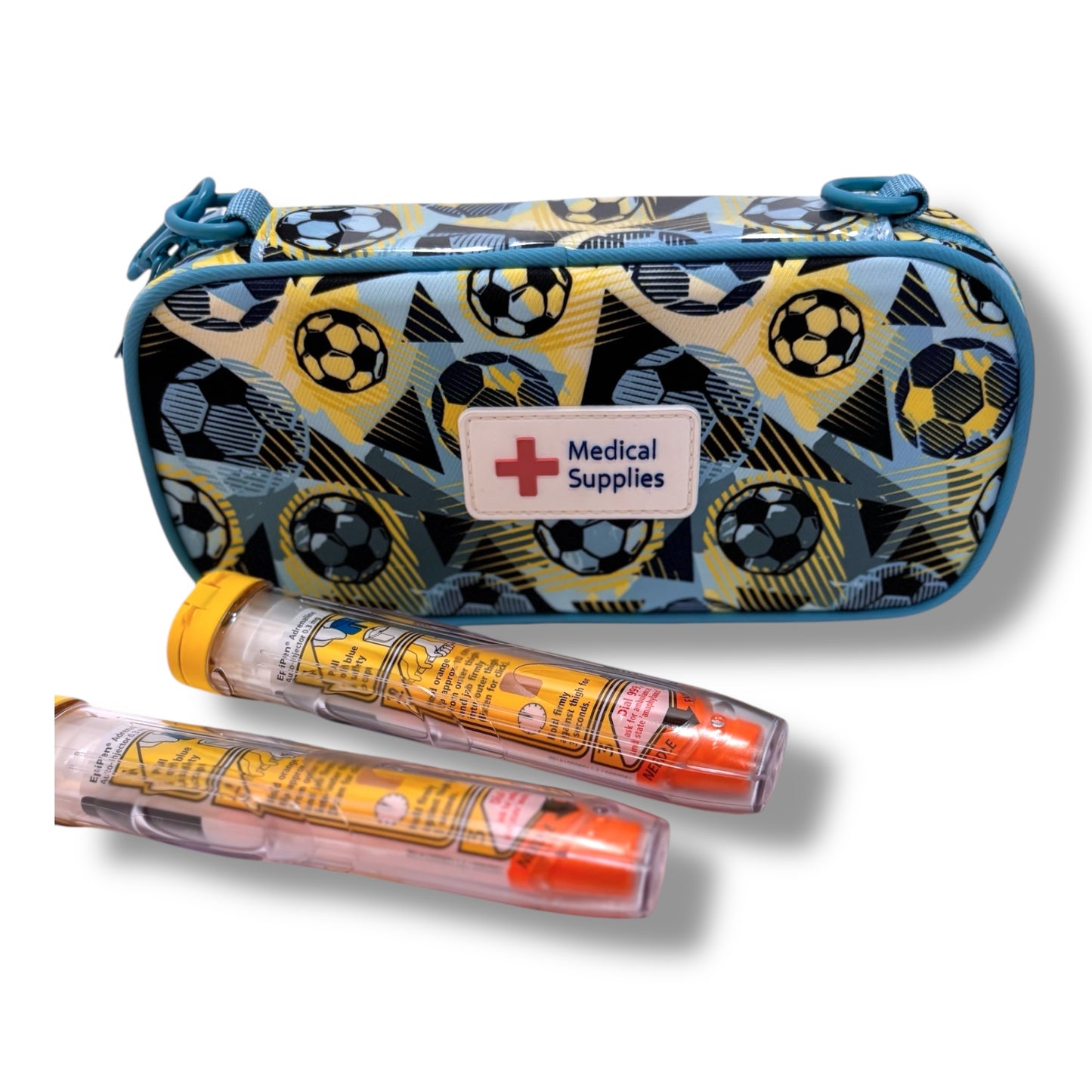 Football print insulated EpiPen case (medical case for EpiPens/Jext) - pre-order now for delivery in July