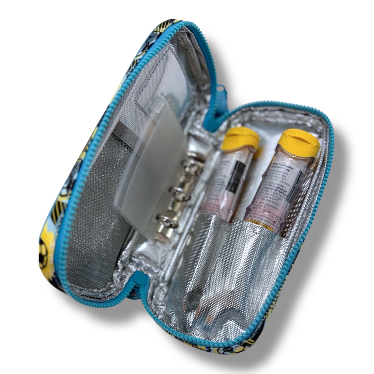 Football print insulated EpiPen case (medical case for EpiPens/Jext) - pre-order now for delivery in July