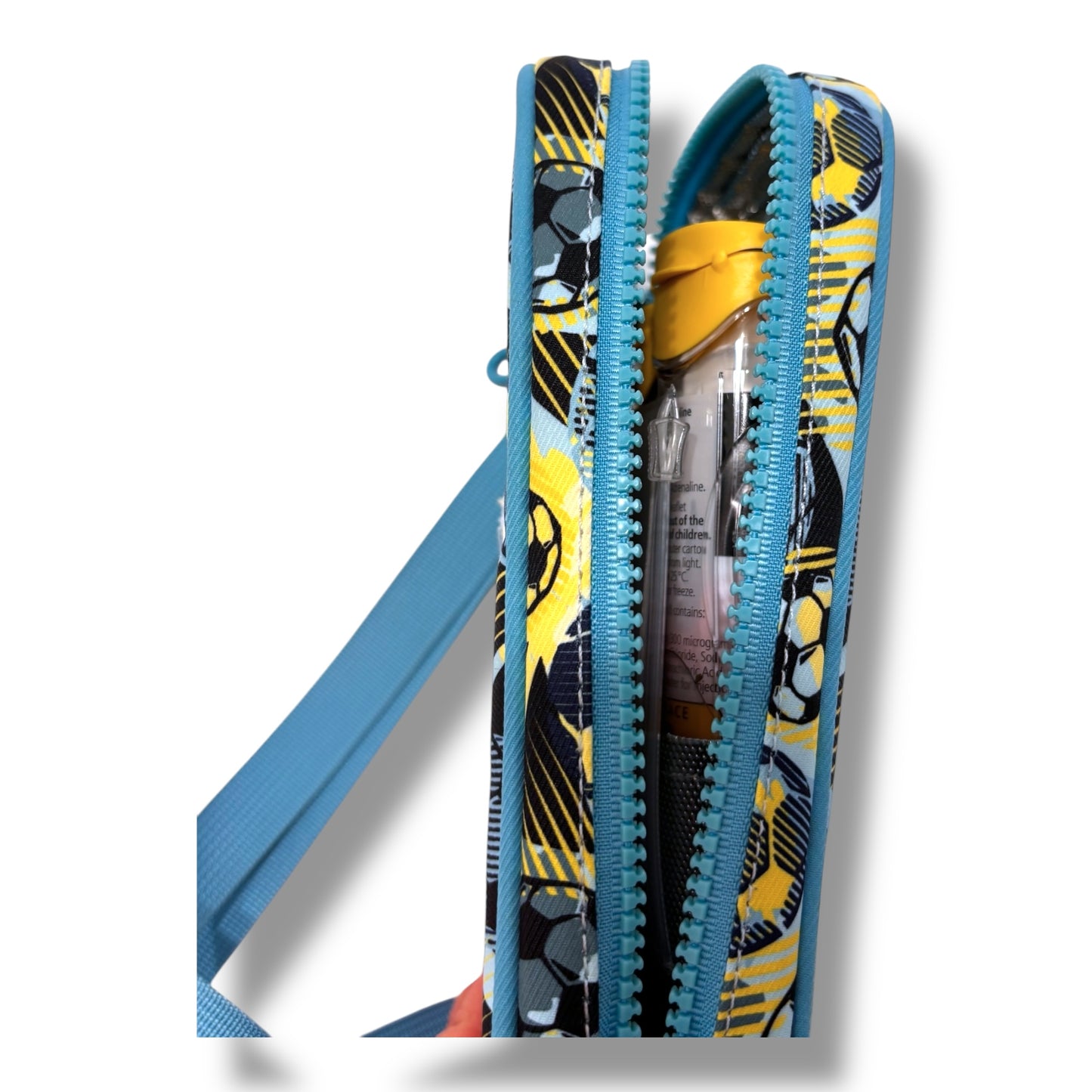 Football print insulated EpiPen case (medical case for EpiPens/Jext) - pre-order now for delivery in July