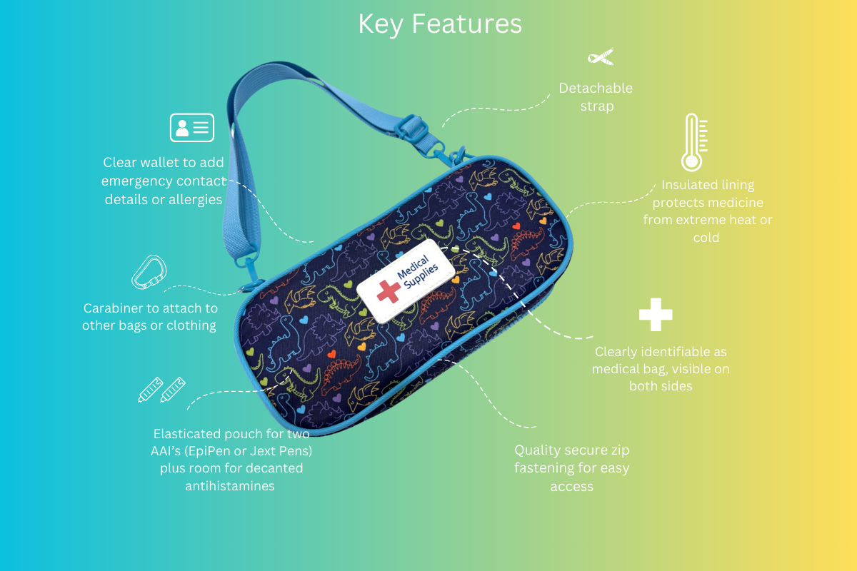 Dinosaur insulated EpiPen case (medical case for EpiPens/ Jext) - pre-order now for delivery end of May