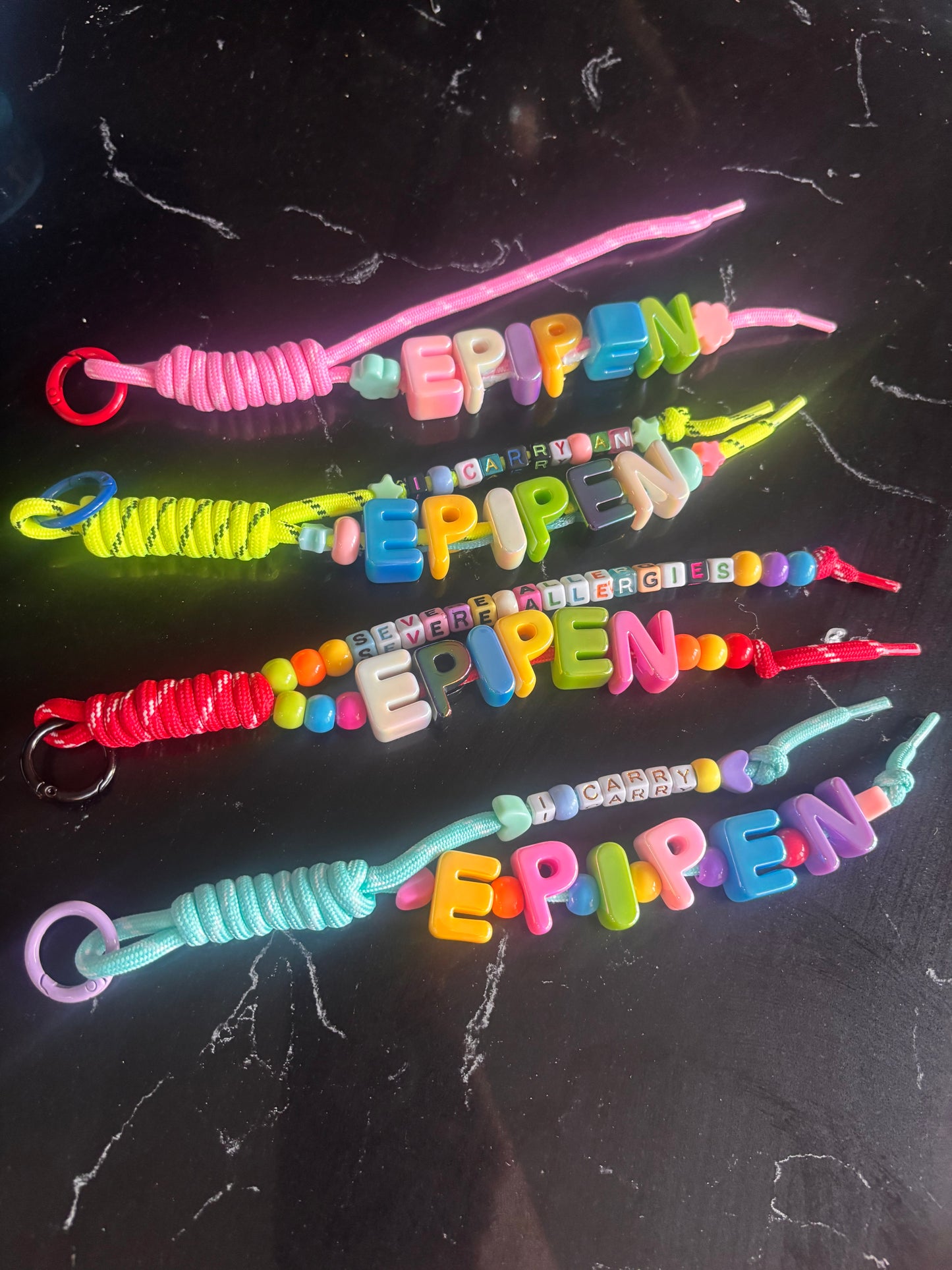 Paracord allergy awareness keychain